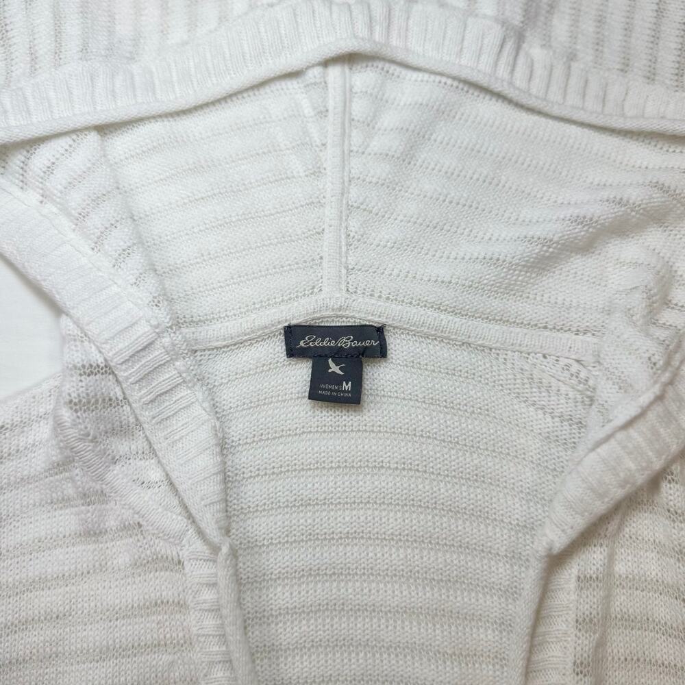 Eddie Bauer Ivory Hooded Open Front Cardigan Women’s Medium Lightweight Knit - Picture 13 of 13